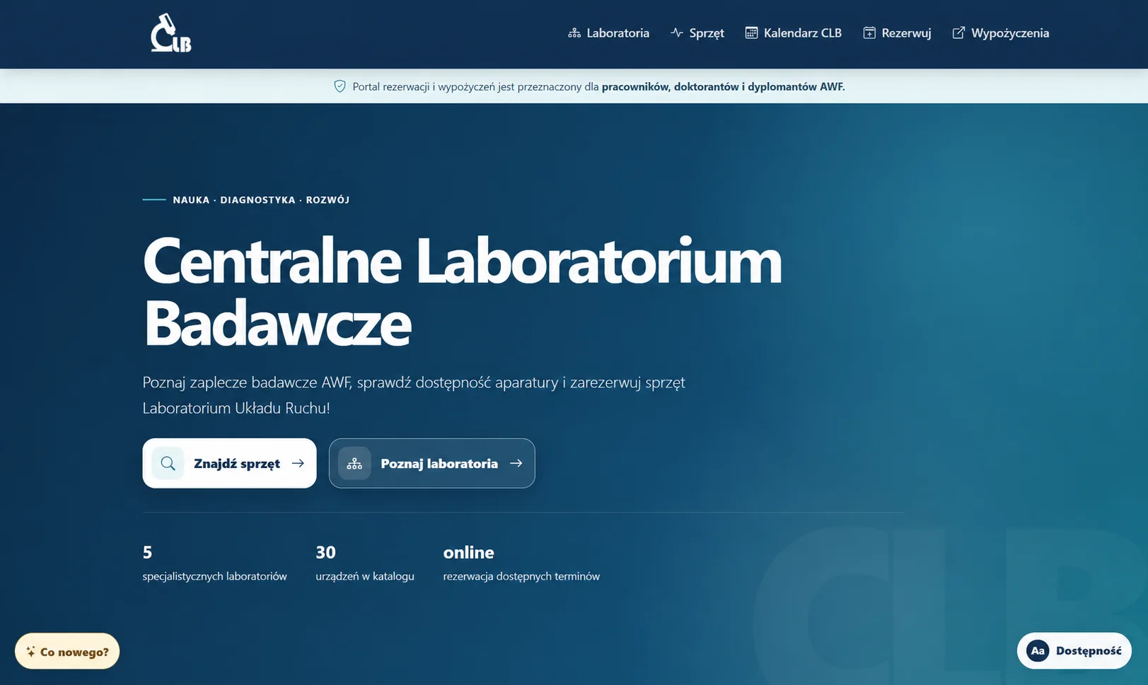 Strona główna Centralnego Laboratorium Badawczego