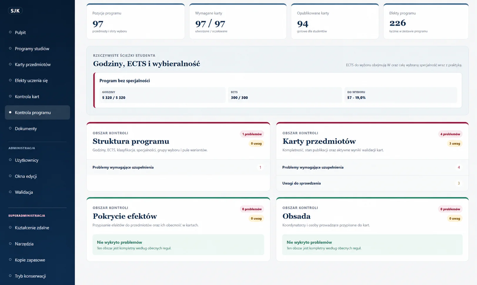 Kontrola programu studiów w Portalu jakości